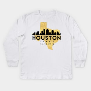 Houston Texas Skyline Map Art Kids Long Sleeve T-Shirt